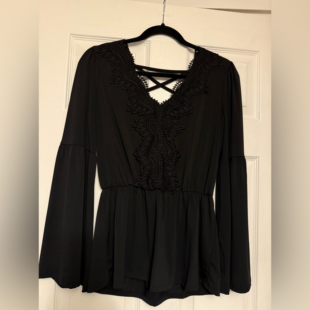 Maurices Black Long Sleeve Dress with Lace Detail